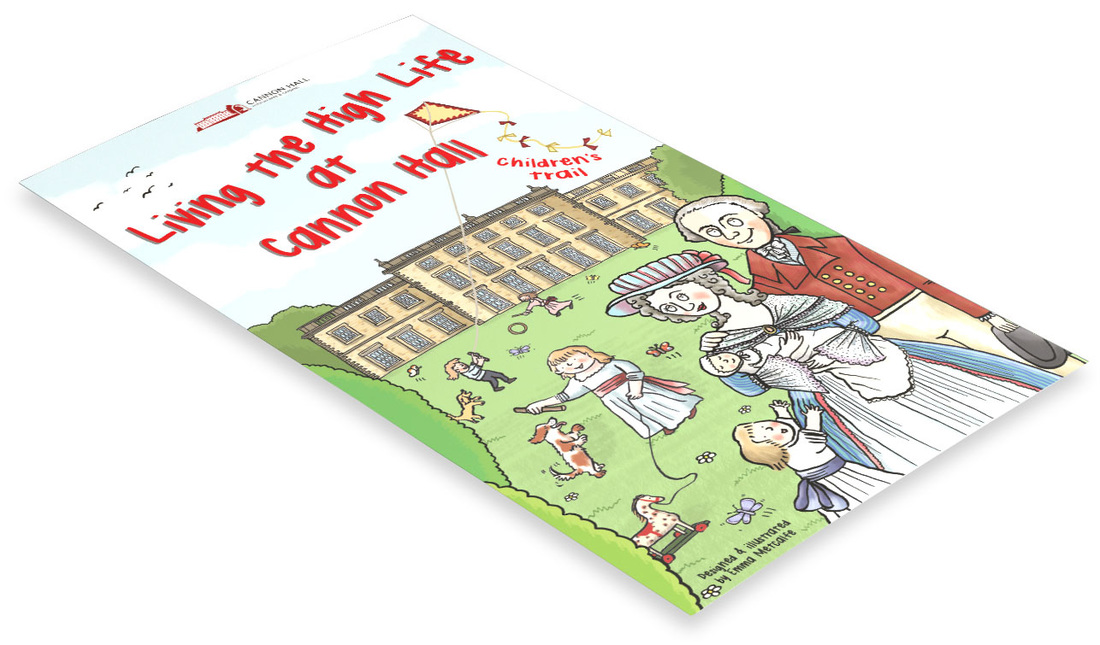 Cannon Hall children's illustrated trail leaflet front cover by Emma Metcalfe